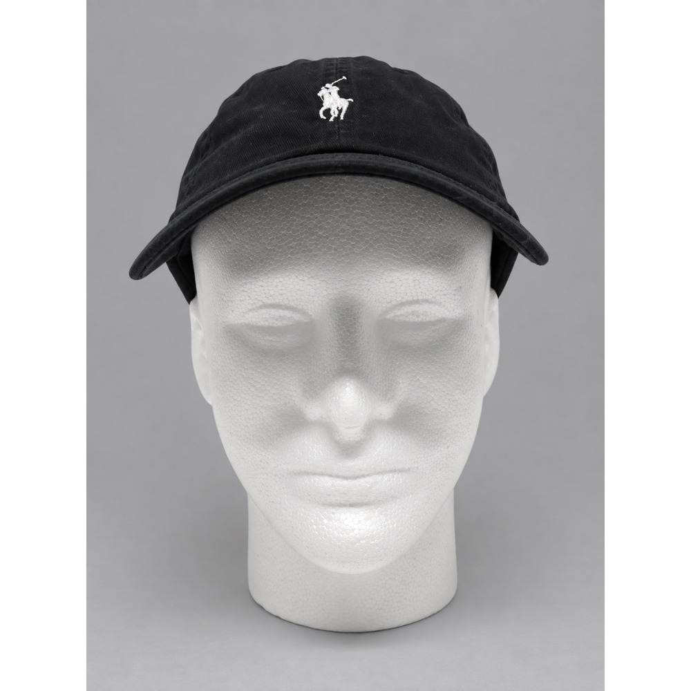 Polo Ralph Lauren Mens Black Cotton Chino Ball Cap White Pony Logo Strapback Hat